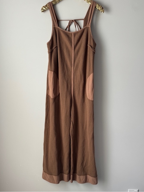 Pants - Waffle Wide-Leg Jumpsuit with tie back